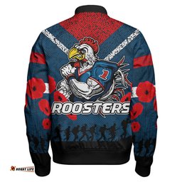 Roosters Rugby Bomber Jacket - Custom Anzac Day Roosters Bomber Jacket RLT13