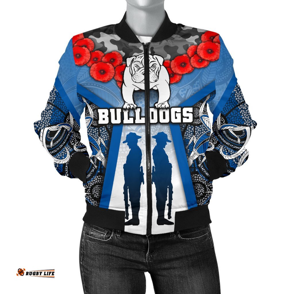 Australia Bulldogs Rugby Women's Bomber Jacket Anzac Day Survival World