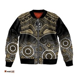Collingwood Football Bomber Jacket Go Magpies Aboriginal Mix Polynesian Pattern