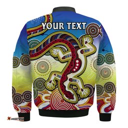 Custom Personalised Australia Bomber Jacket Indigenous Red Lizard Love Aussie Artsy