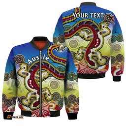 Custom Personalised Australia Bomber Jacket Indigenous Red Lizard Love Aussie Artsy