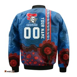 Newcastle Knights Aboriginal Bomber Jacket Rugby Indigenous Kangaroo Tracks - NRL
