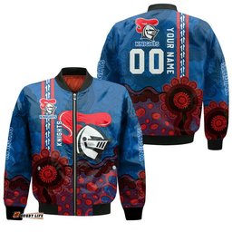 Newcastle Knights Aboriginal Bomber Jacket Rugby Indigenous Kangaroo Tracks - NRL