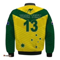 Custom Text and Number Australia Cricket Bomber Jacket Go Aussie Champions