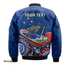 Custom Personalised Australia Day Bomber Jacket Indigenous Kangaroo And Boomerang