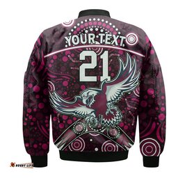 Custom Personalised Sea Eagles Rugby Bomber Jacket Boomerang Indigenous Dots