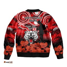 North Sydney Rugby ANZAC Bomber Jacket Bears Indigenous Mix Camouflage Poppy