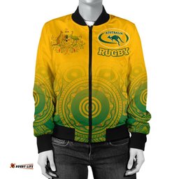 Custom Aboriginal Women's Bomber Jacket, Australia Rugby and Coat Of Arms