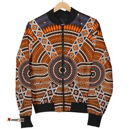 Bomber Jacket - Aboriginal Dot Painting Jacket Ver01 - Women