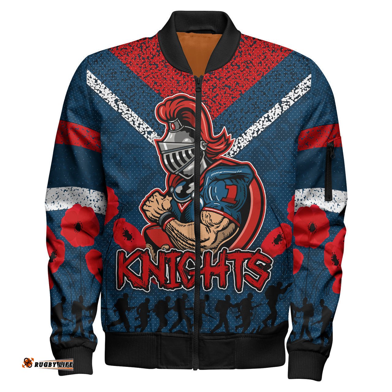 Knights Rugby Bomber Jacket - Custom Anzac Day Knights Bomber Jacket RLT13