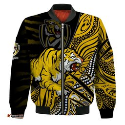 Custom Text and Number Richmond Football Bomber Jacket Aboriginal Go The Tigers Premiers