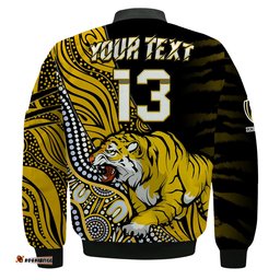 Custom Text and Number Richmond Football Bomber Jacket Aboriginal Go The Tigers Premiers