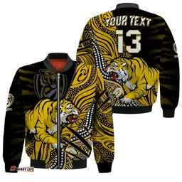 Custom Text and Number Richmond Football Bomber Jacket Aboriginal Go The Tigers Premiers
