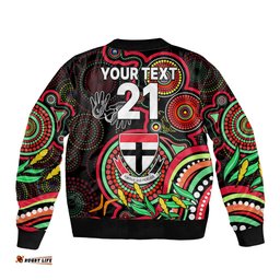 Custom St Kilda Football Aboriginal Art Bomber Jacket NAIDOC Indigenous Tribal