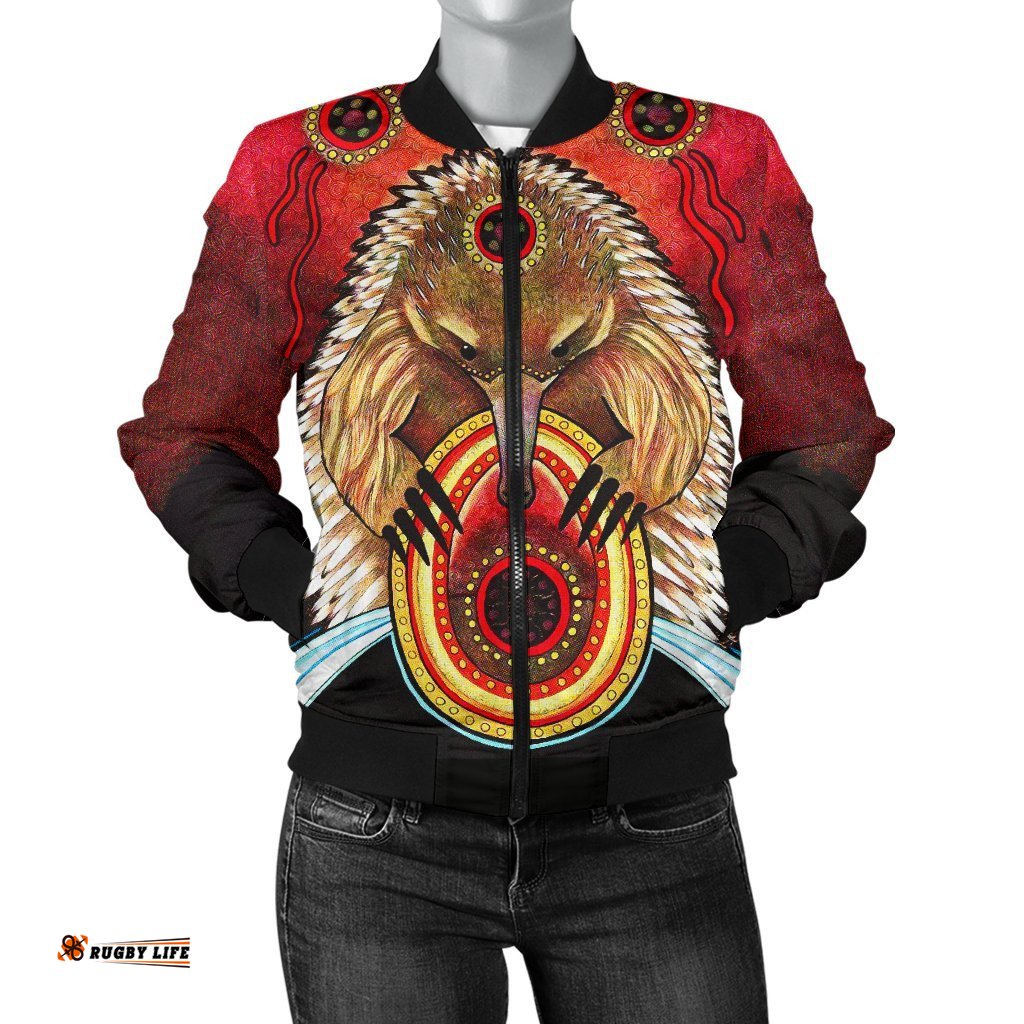 Aboriginal Women's Bomber Jacket - Australian Echidna