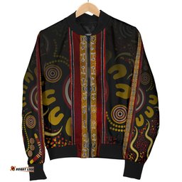 Men Bomber jacket - Aboriginal Dot Panting Art Stripe Lines