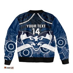 Personalised Geelong Football Bomber Jacket Go Cats Aboriginal Mix Polynesian Pattern