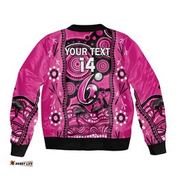 Custom Sydney Sixers Cricket Bomber Jacket Happy Australia Day Aboriginal Art
