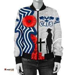 Geelong Women's Bomber Jacket Cats Anzac Day Indigenous