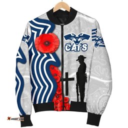 Geelong Women's Bomber Jacket Cats Anzac Day Indigenous