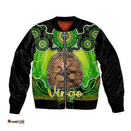Personalised Australia Virgo Echidna Zodiac Bomber Jacket Auz Astrology Aboriginal - Green