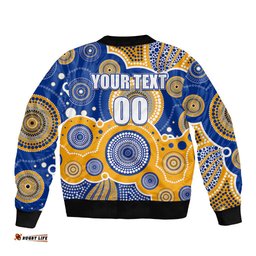 Custom Personalised And Number Eagles AFL Bomber Jacket Aboriginal Patterns