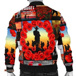 Anzac Men's Bomber Jacket - Always Remember Australia's Soldiers