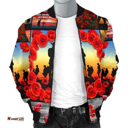 Anzac Men's Bomber Jacket - Always Remember Australia's Soldiers