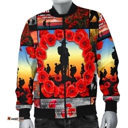 Anzac Men's Bomber Jacket - Always Remember Australia's Soldiers
