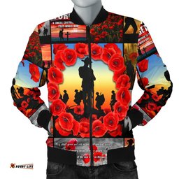 Anzac Men's Bomber Jacket - Always Remember Australia's Soldiers