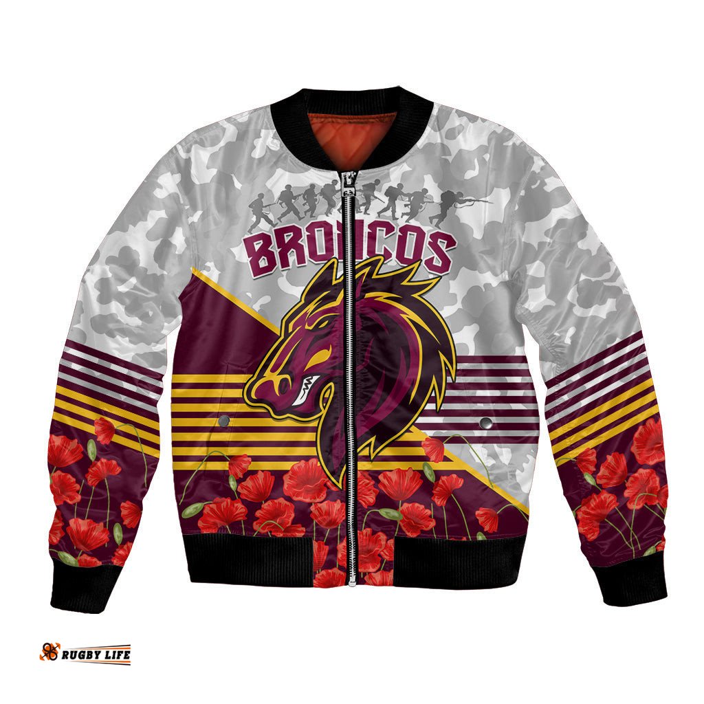 Broncos Rugby ANZAC Day 2024 Bomber Jacket Camouflage Style