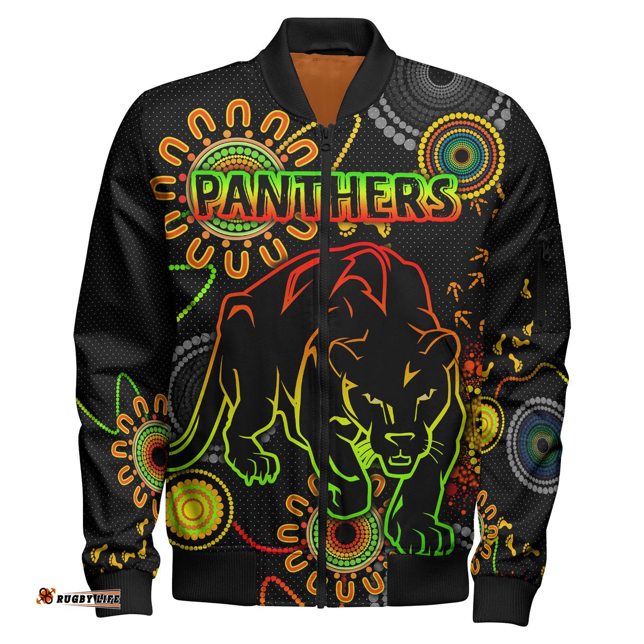 Panthers Rugby Bomber Jacket - Custom Indigenous Black Panthers Bomber Jacket RLT13