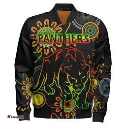 Panthers Rugby Bomber Jacket - Custom Indigenous Black Panthers Bomber Jacket RLT13