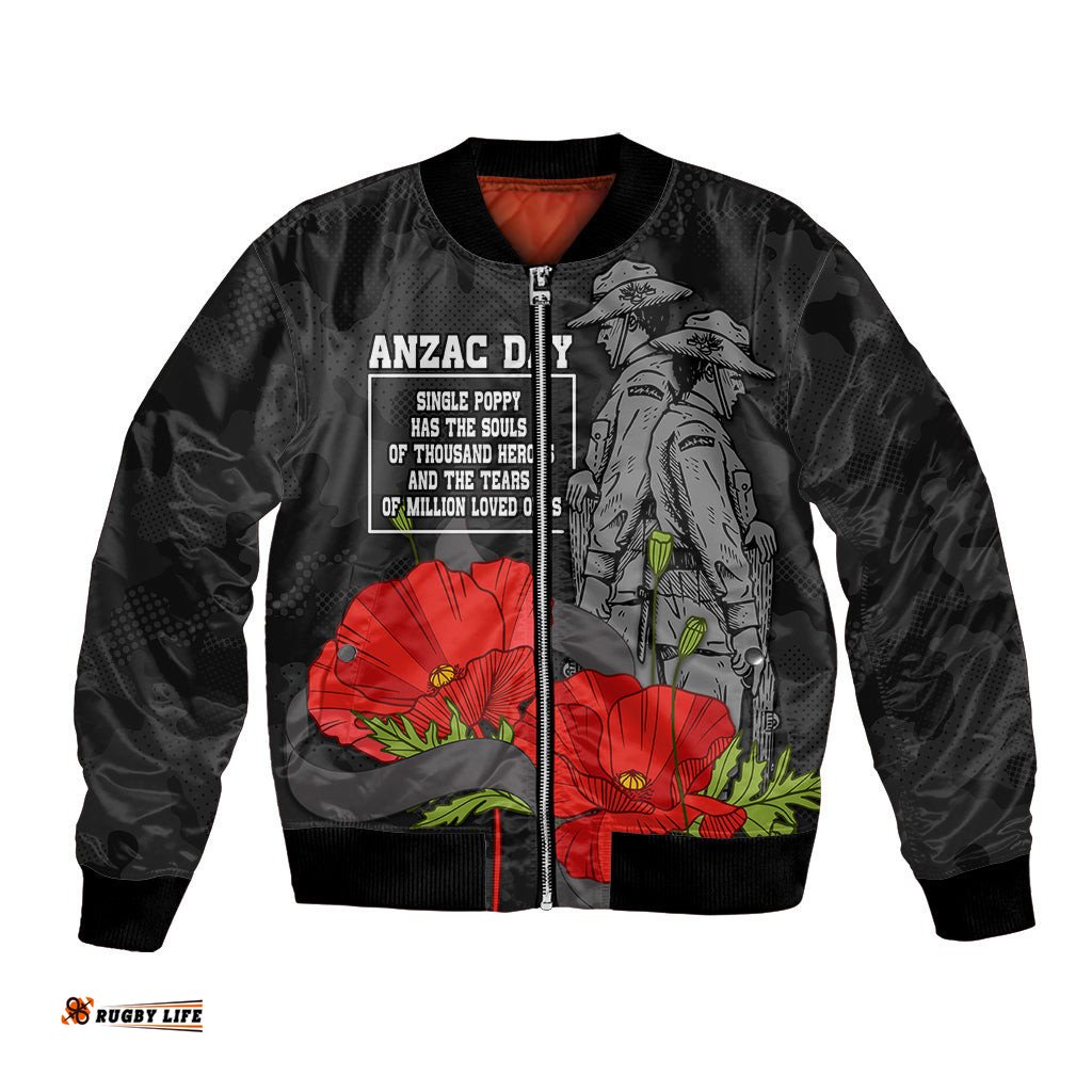 Custom Personalised ANZAC Day Bomber Jacket Soldiers Fighting at War