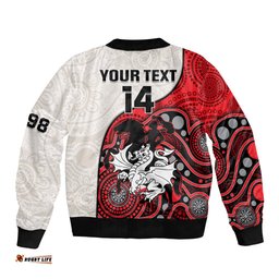 Custom Text And Number Dragons Rugby Bomber Jacket St George Illawarra 1998 Indigenous Art