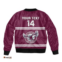 Personalised Sea Eagles Rugby Bomber Jacket Manly Warringah Maroon Sporty Style