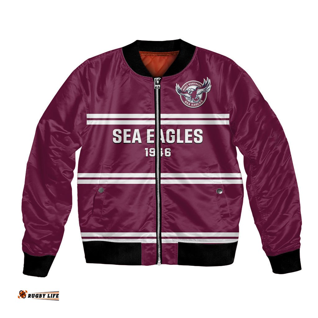Personalised Sea Eagles Rugby Bomber Jacket Manly Warringah Maroon Sporty Style
