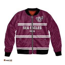 Personalised Sea Eagles Rugby Bomber Jacket Manly Warringah Maroon Sporty Style
