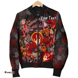 Custom Aboriginal Men's Bomber Jacket - Indigenous Fish Hand Art