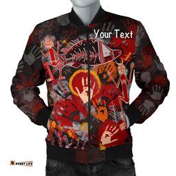 Custom Aboriginal Men's Bomber Jacket - Indigenous Fish Hand Art