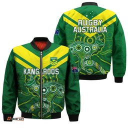 Australia Rugby Bomber Jacket Kangaroos Boomerang Aboriginal
