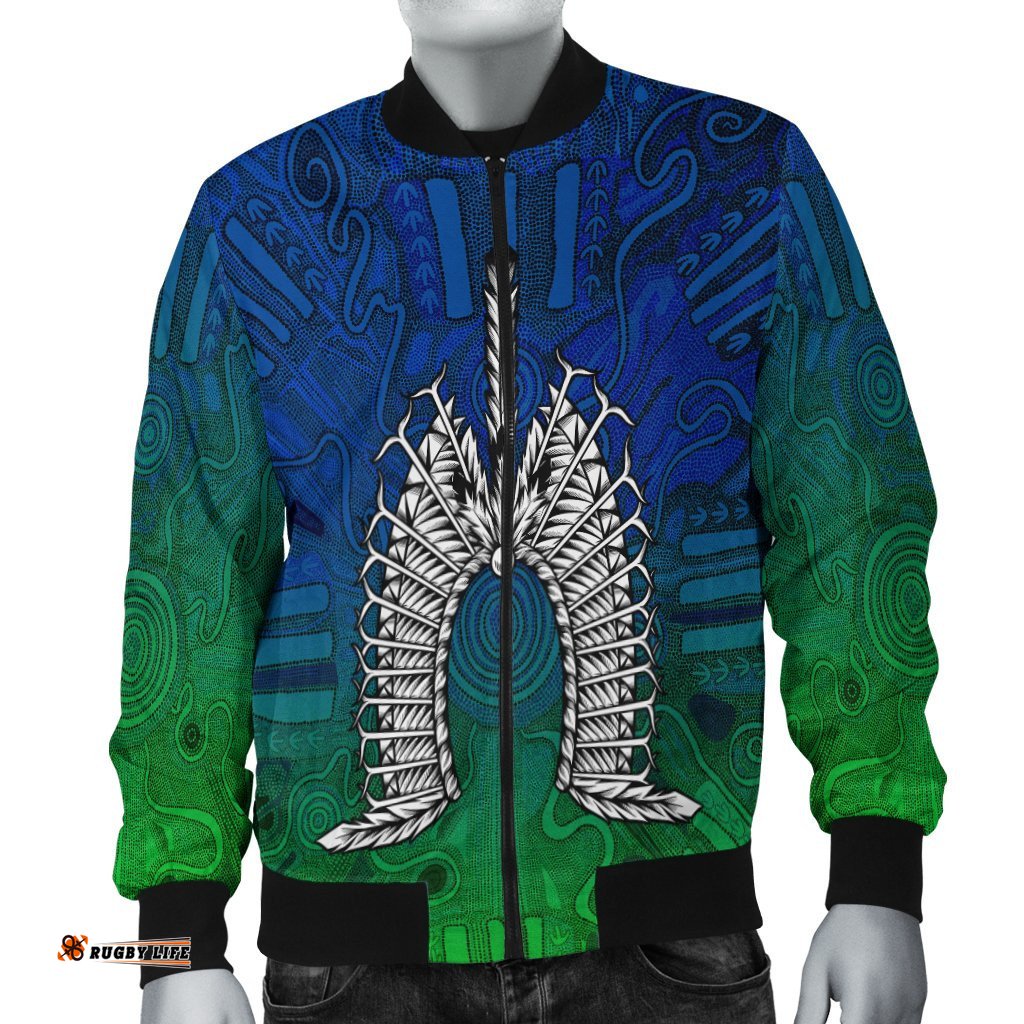 Torres Strait Islander Men's Bomber Jacket - Dhari Mask