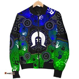 Aboriginal Women's Bomber Jacket- Torres Strait Symbol With Indigenous Patterns