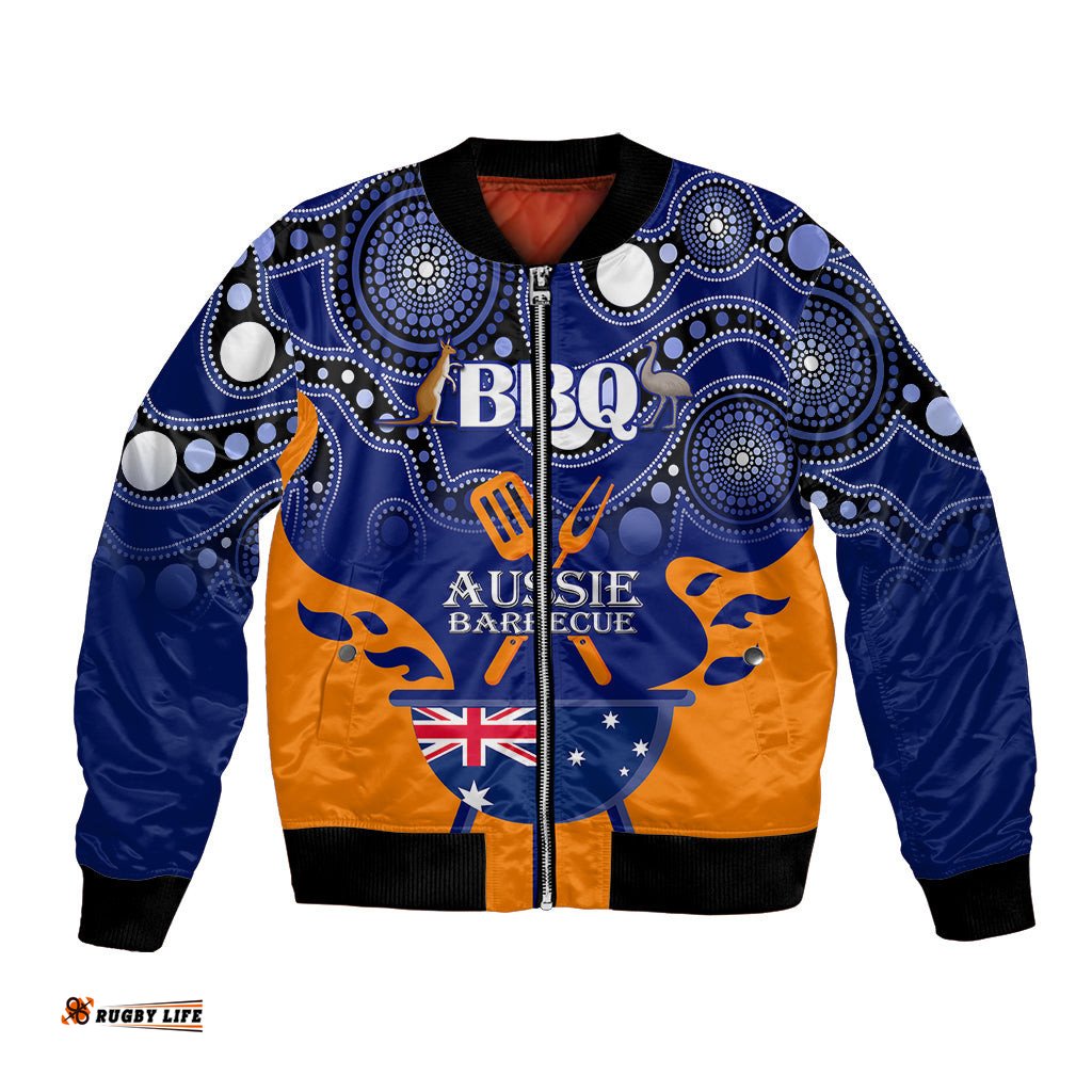 Personalised Australia Barbecue Bomber Jacket Aussie Lovers BBQ Indigenous Version