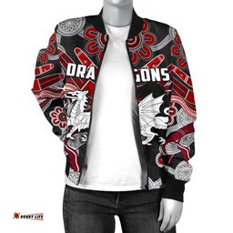 Dragons Women Bomber Jacket St. George Indigenous Black