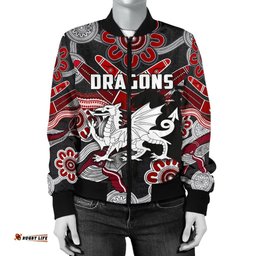 Dragons Women Bomber Jacket St. George Indigenous Black