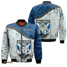 Canterbury-Bankstown Bulldogs Bomber Jacket Grunge Polynesian Tattoo - NRL