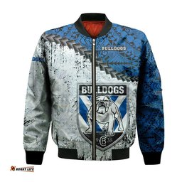Canterbury-Bankstown Bulldogs Bomber Jacket Grunge Polynesian Tattoo - NRL