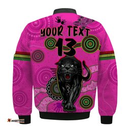 Custom Text and Number Panthers Bomber Jacket Aboriginal with Lizard