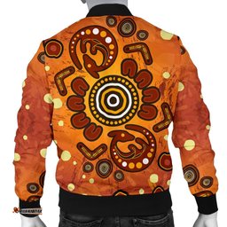 Aboriginal Men's Bomber Jacket - Baby Kangaroo And Dot Painting Patterns